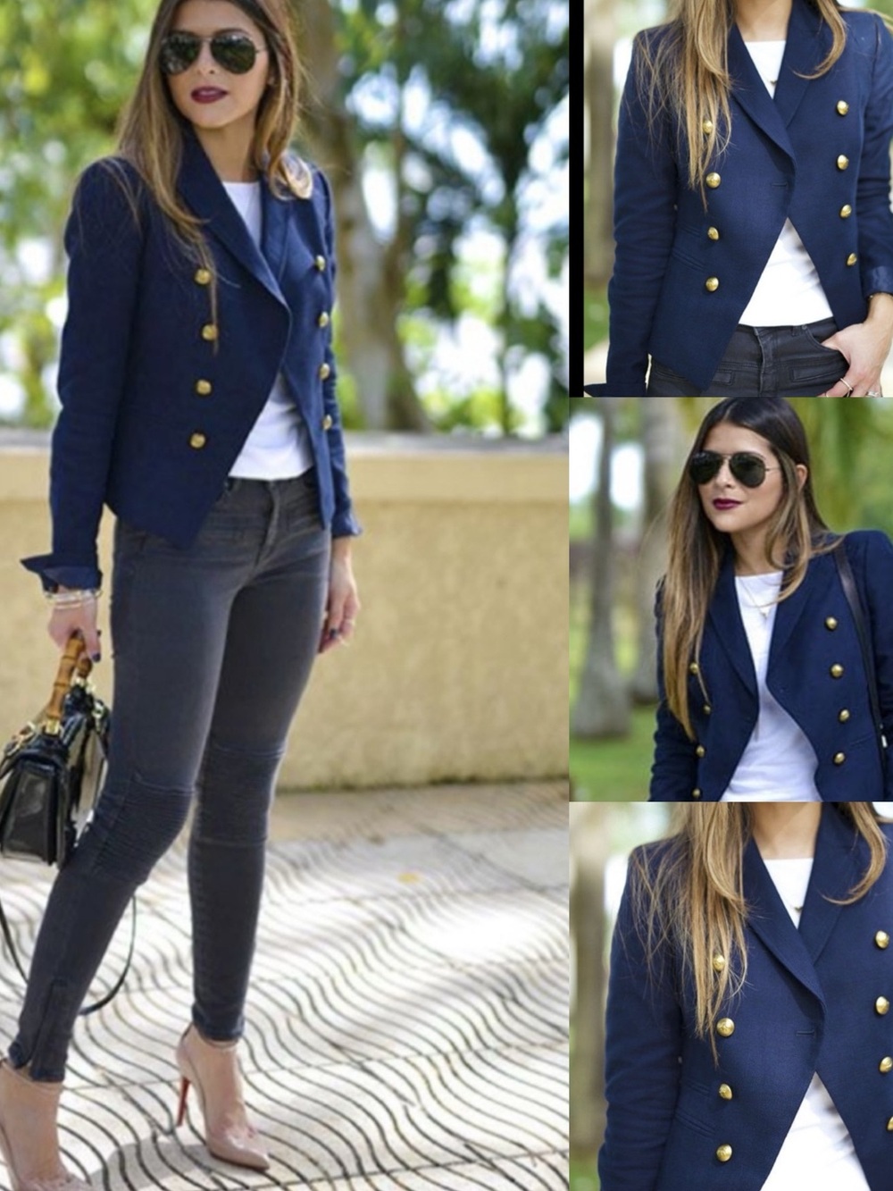 Banana Republic Military Cut Away Sailor Blazer Double Breasted Navy sz. 4 - Picture 3 of 16